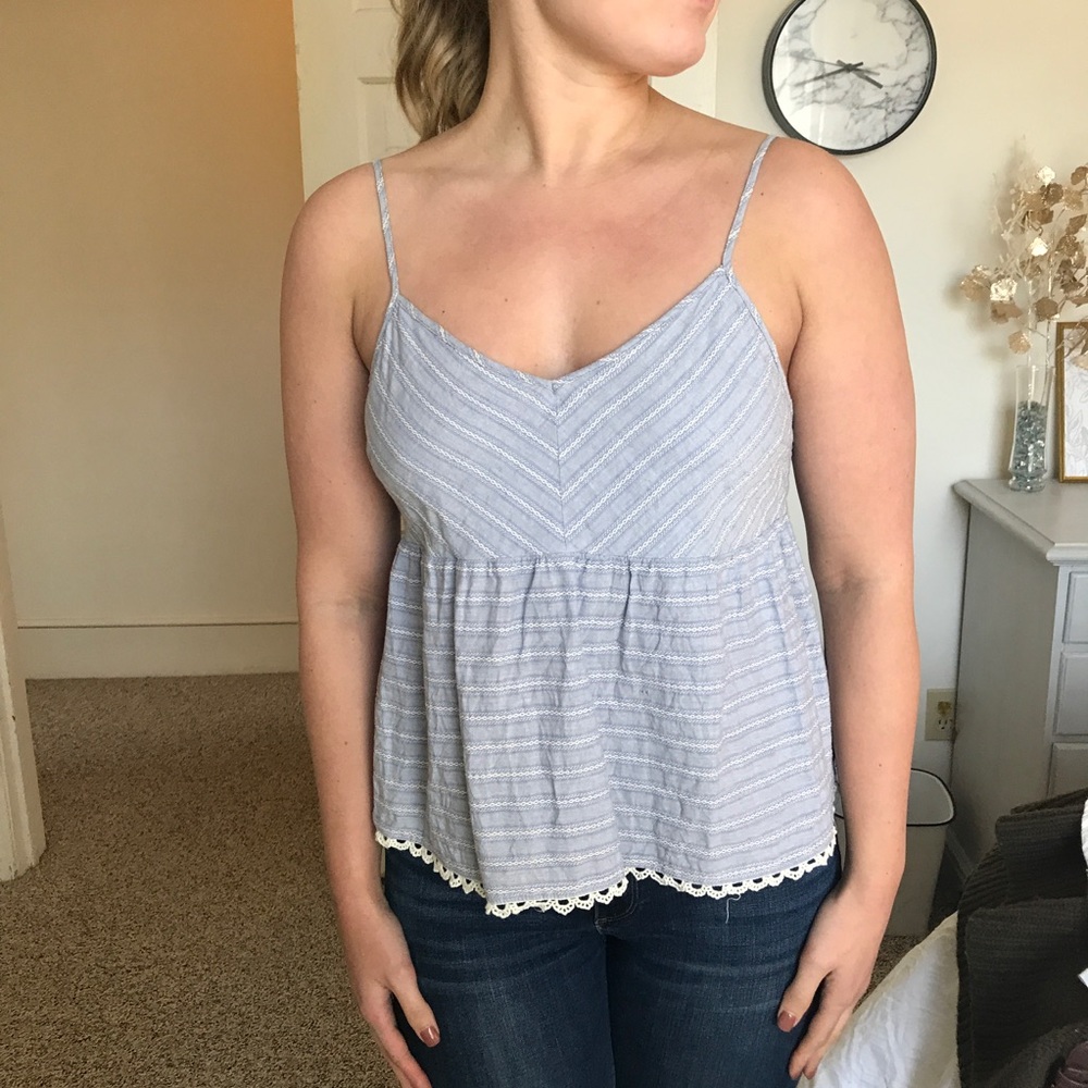 Blue and White Tank Top